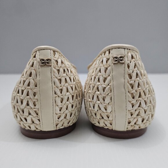 NEW Sam Edelman Wanda Flat Womens 9 Ivory Woven Raffia Pointed Toe Slip On - Picture 10 of 15